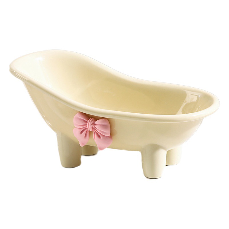 Creative bathtub soap box soap holder bow soap dish bathroom countertop draining soap box no water accumulation