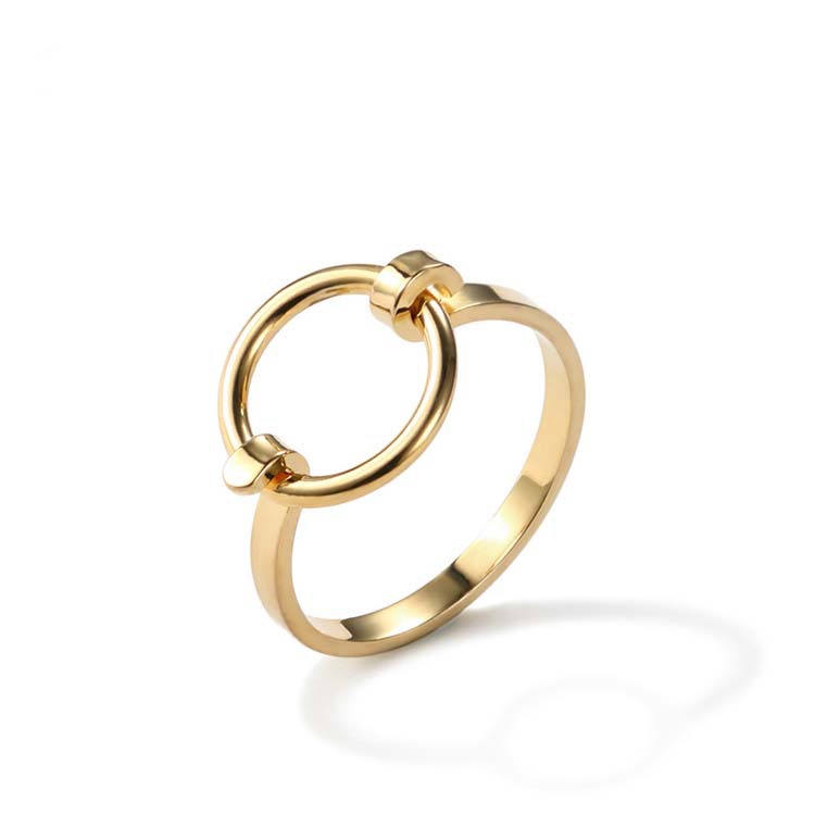 Simple Three-Dimensional Hollow round ring Europe and the United States Joker index finger joint ring metal geometric ring wholesale