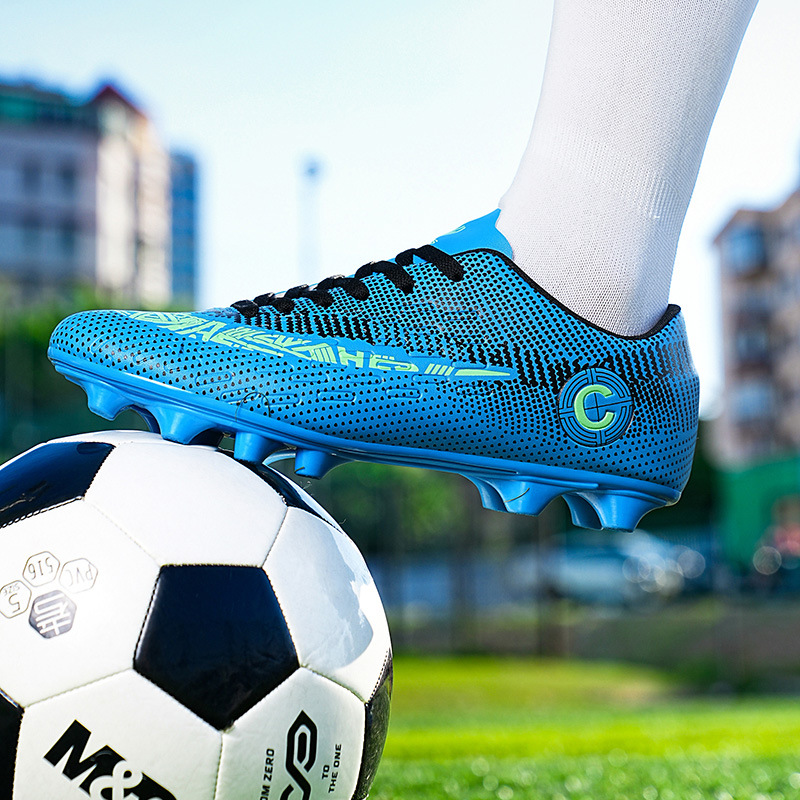 Cross-Border Export Low-Top Football Shoes C-Standard Long Broken Spike Game Shoes Professional Student Youth and Kidsren Training Shoes