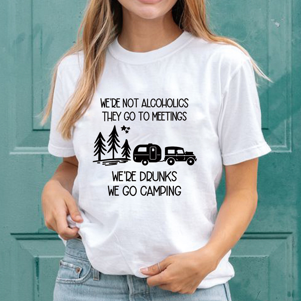 2021 Amazon Foreign Trade Women's RV Travel Print Loose Short Sleeve Crew Neck Pullover Women's Short Sleeve T-Shirt