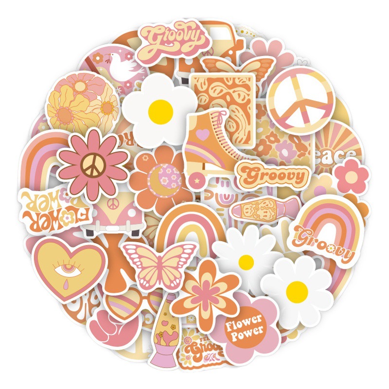 50 cross-border new colorful hippie graffiti stickers decorative cups guitar luggage waterproof stickers wholesale