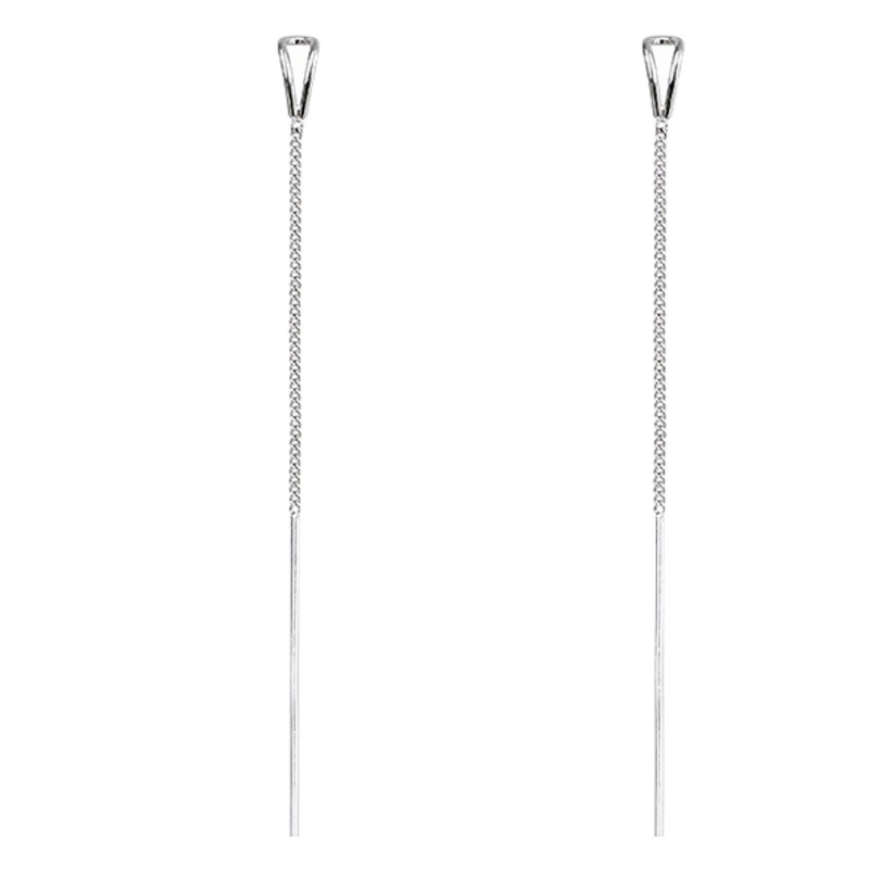 Two Wearing Ear Thread Silver Needle Earrings Women's Mini Earrings 2022 New Fashion Korean Simple Long Face Slim Earrings