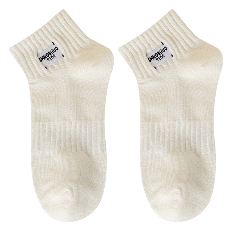 Spring and summer socks women's short tube socks letter embroidery combed cotton ins tide low top socks college style socks wholesale