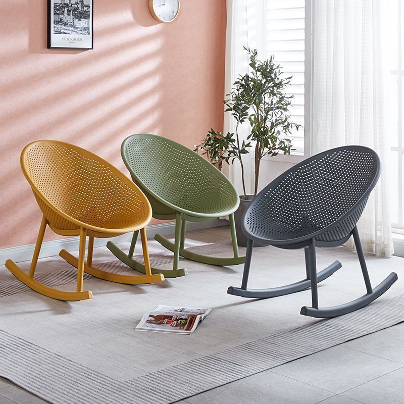 Scandinavian Plastic Rocking Chair Balcony Leisure Home Lounge Chair Living Room Adult Simple Sleeping Chair Popular Cut Out Rocking Chair