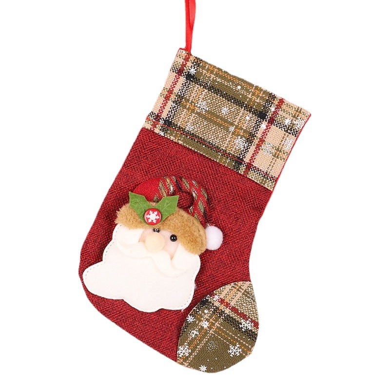 Christmas linen Christmas socks holiday gift Christmas tree decoration props color matching cartoon cute pattern snowflake socks