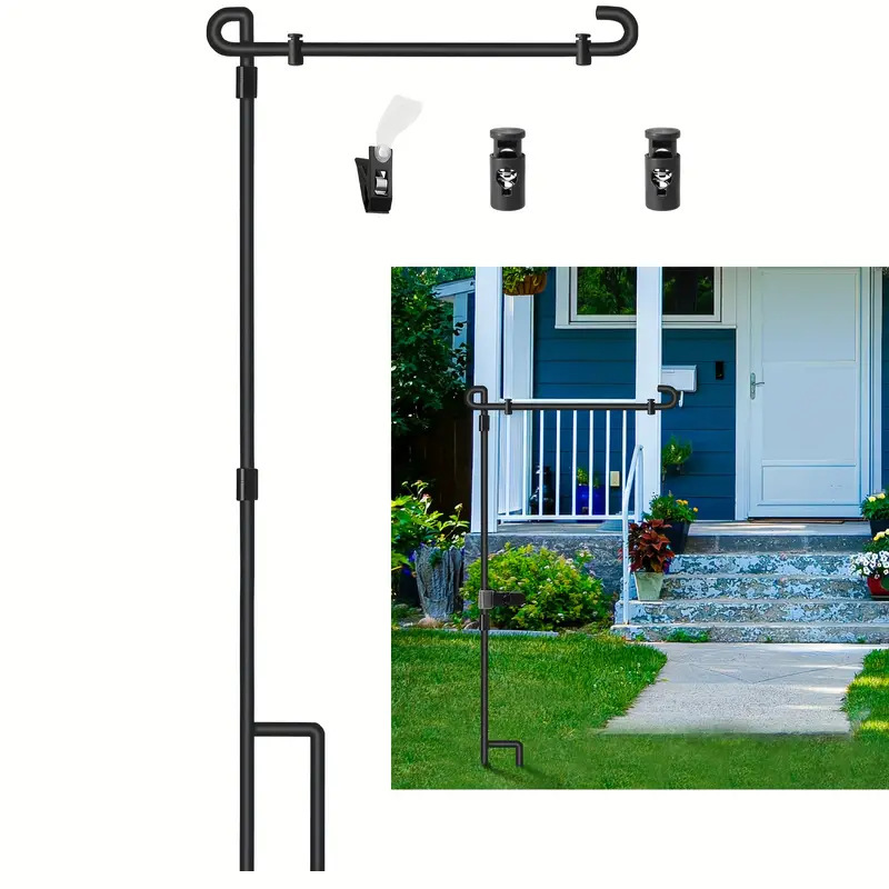 Picture of Cross Border Outdoor Garden Flagpole Metal American Courtyard Double Face Flag Linen Garden Flag Independence Day Decoration