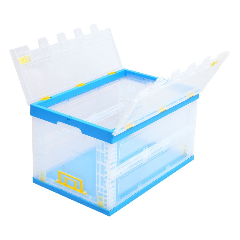 Factory wholesale 600*400 with lid transparent folding box plastic transparent home clothing clothing clothing folding storage box
