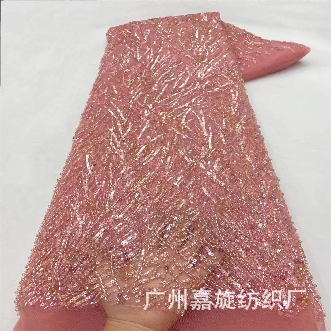 Polyester mesh lace fabric geometric vertical stripe bead tube sequin fabric dress clothing accessories lace JX736