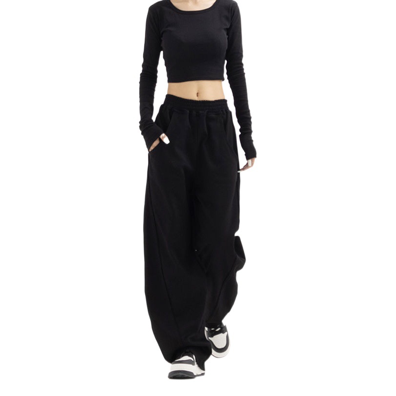 Autumn 2023 New Apricot Sweatpants Women's Summer Loose Sweatpants Banana Pants hiphop Elasticated Waist Wide Leg Pants