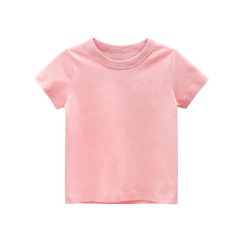 Picture of 27Kids Kidsren's Clothing Summer 2025 Kidsren's Short-Sleeved T-Shirt Advertising Shirt Korean Style Pure Color Unpatterned Kidsren's Clothing