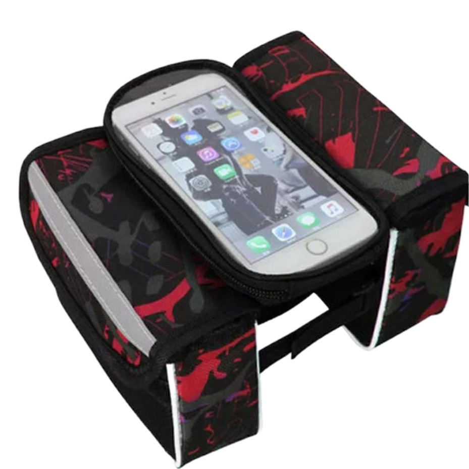 Bicycle mountain bike front beam bag touch screen mobile phone bag enlarged saddle bag frame upper tube bag riding equipment