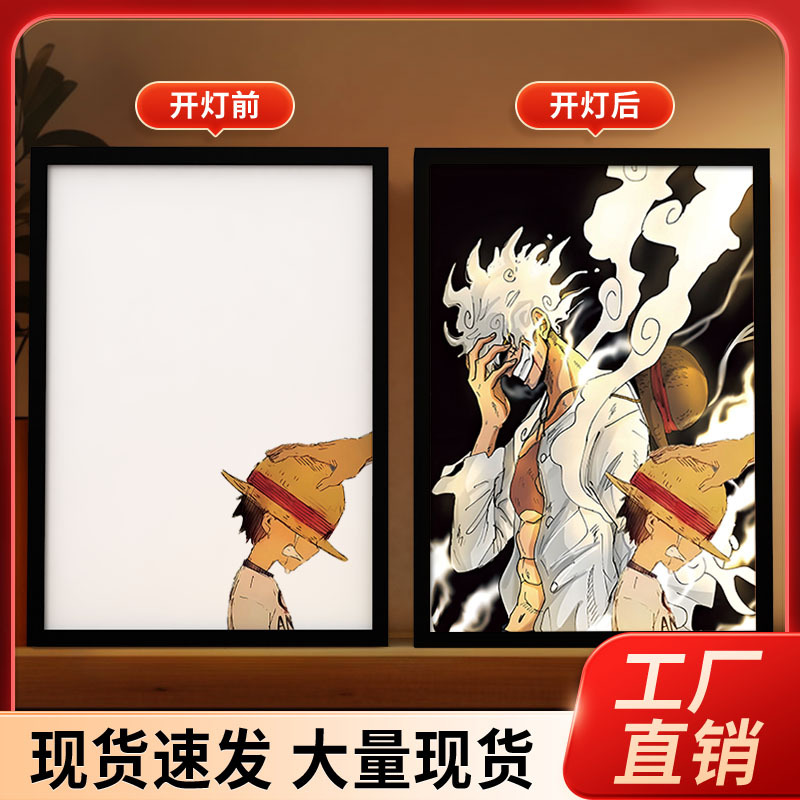 Picture of Carefully Selected One Piece - Luffy Light Painting Zoro Atmosphere Luminous Decorative Painting DIY Animation Creative Desktop Table