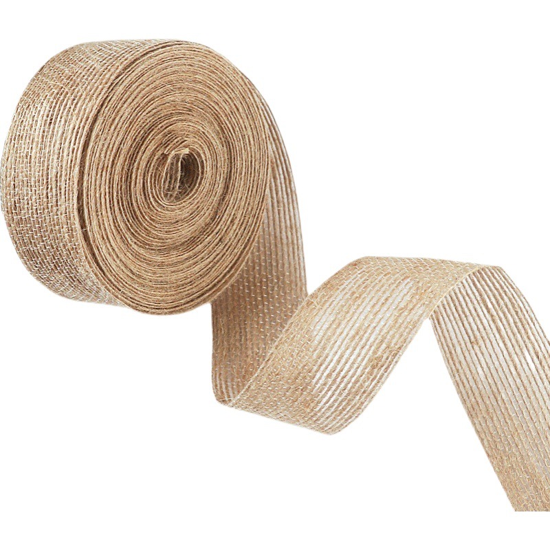 Fish Silk linen cloth roll yellow linen rope ribbon DIY decorative bow Christmas handmade fishing line packaging Amazon