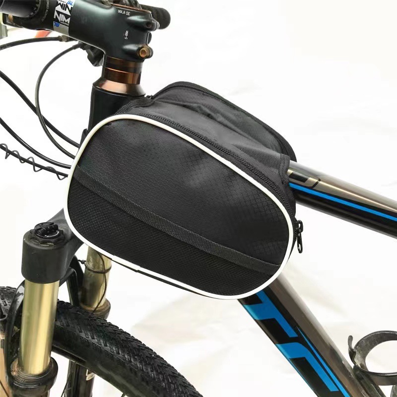 Bicycle Front Beam Bag Mountain Bike Trabecular Bag Upper Tube Bag Mountain Bike Saddle Bag with Zipper Bicycle Tool Kit