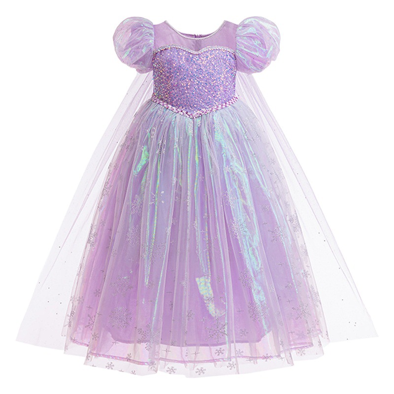 Girls' Princess Dress Summer Tutu Dress Purple Dress Birthday Dress Flower Girl Children's Performance Dress