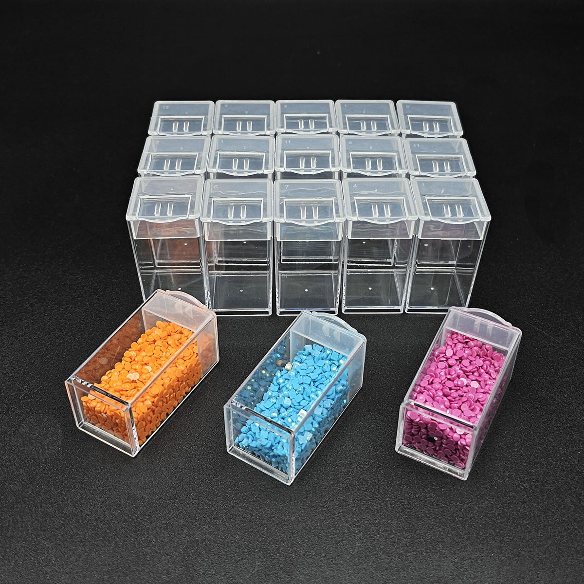 Picture of Diamond Painting Transparent Storage Box DIY Square Round Plastic Bottle Beaded Glass Rice Beads Bottling Box Set