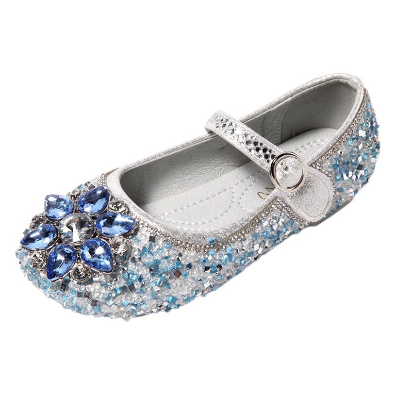 Girls Elsa Princess Shoes 2023 Spring and Autumn New Children's Soft Sole Comfortable Single Shoes Little Girls Performance Crystal Shoes