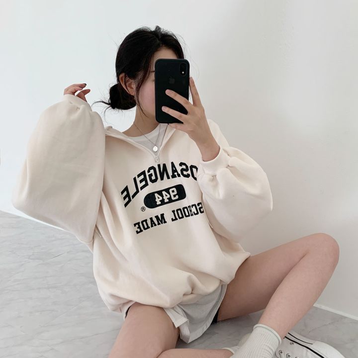 Picture of Zipper Sweater Women's Hooded Autumn 2022 New Women's Loose Autumn Winter Thickened Plus Velvet Jacket Large Size Top