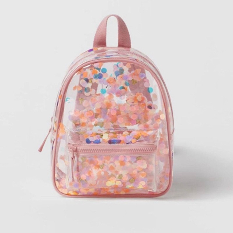 Wholesale Z home 2023 new transparent backpack children's bag girls confetti decoration jelly cute backpack