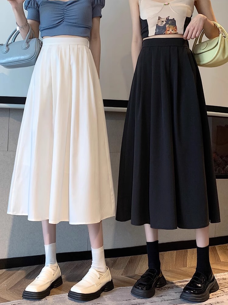 Skirt Umbrella Skirt Women's Spring 2024 New Draped Slim A- Line Skirt Small Korean Style High Waist Pleated Skirt
