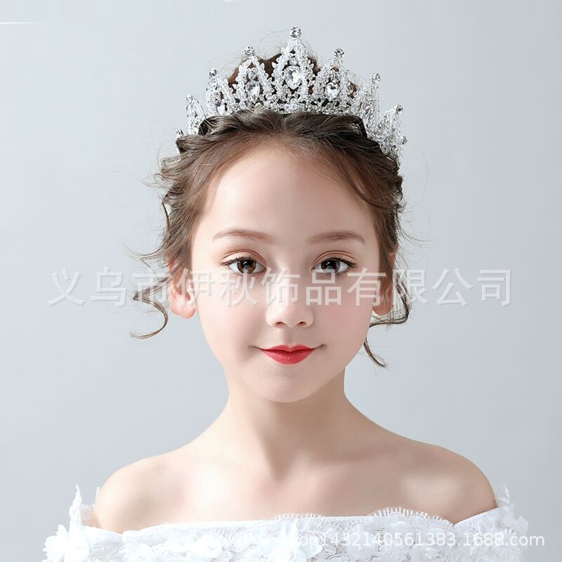 Children's Crown Headwear Princess Girl's Crown White Crystal Big Hair Band Frozen Children's Birthday Hair Accessories