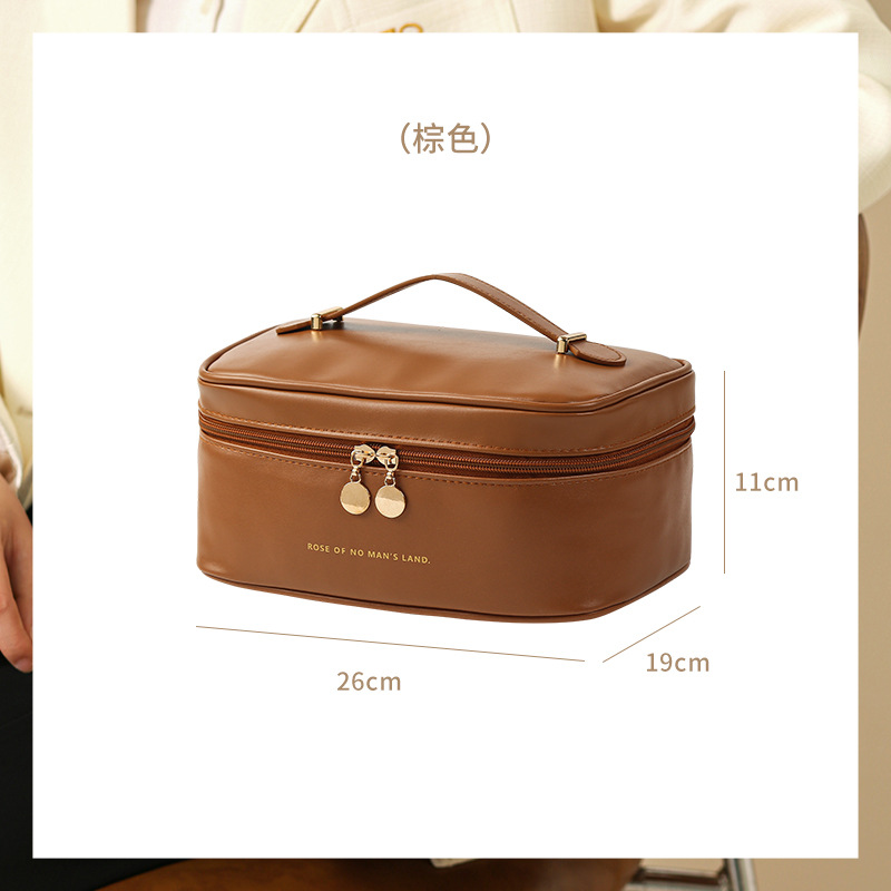 Picture of Spot Wholesale Cross-Border Pu Satchel Cosmetic Bag with High Appearance and Large Capacity Satchel Waterproof Cosmetics Bag Travel Toiletry Bag