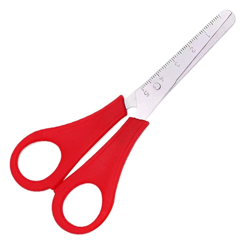 Ruler Scissors Scale Small Scissors Primary School Students Handmade DIY Paper Cutting Special Scissors Flat Head Stationery Scissors Spot Wholesale