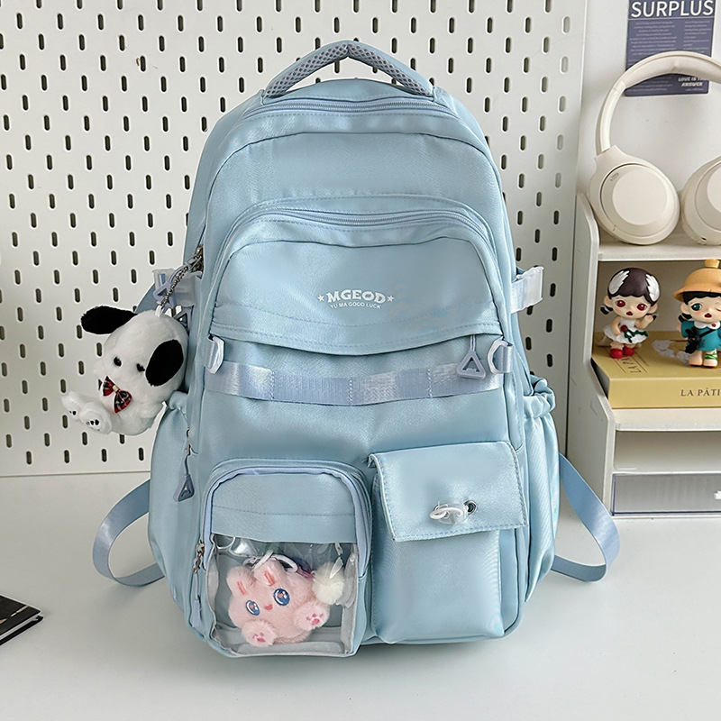 Picture of Japanese Ins Campus Casual Solid Color Schoolbag Simple All-match Lightweight Couple Backpack Senior high school College Student Backpack