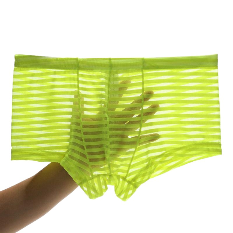 Junye Men's Mesh Transparent Boxers Low Waist Thin Sexy Breathable Underwear Summer Trendy Men's Youth Four Corner Pants