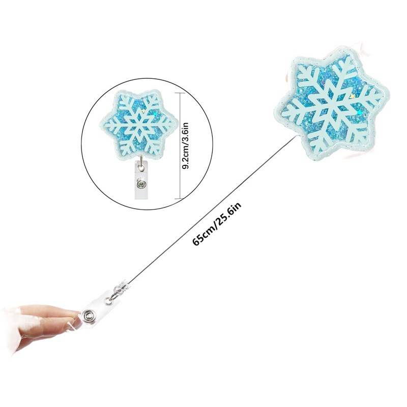 Cross-border Christmas series Easy-pull buckle cute Santa Claus snowflake Bell retractable rotating card keychain