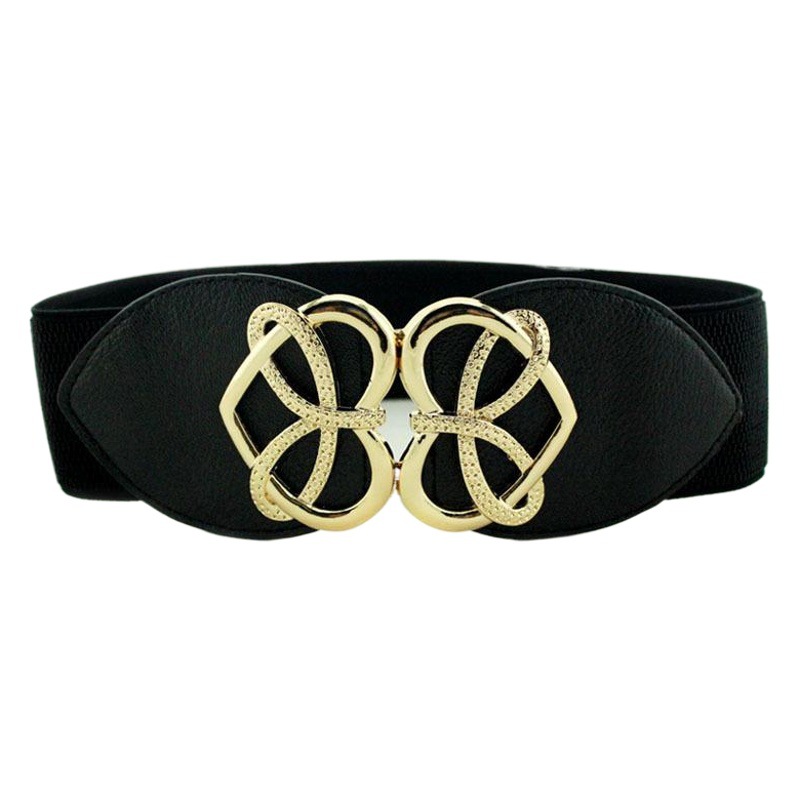 Down Jacket Decorative Belt Women's Bright Golden Love Buckle Loose Belt dress Wide Waist Seal Three Sizes