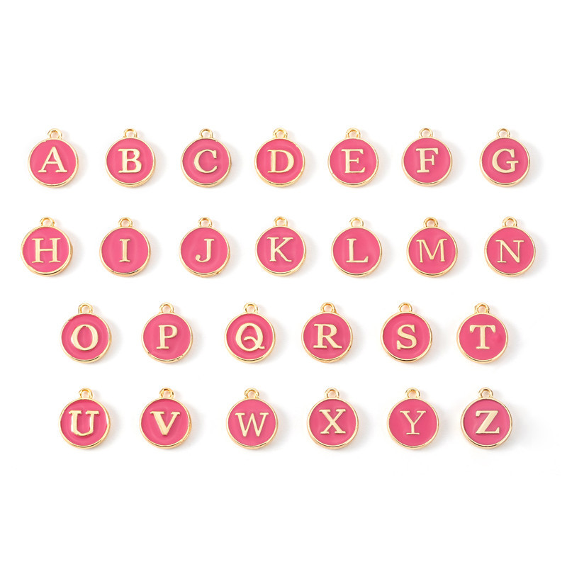 Picture of 1 diy jewelry accessories drop oil bracelet earrings small pendant drop oil 26 English letters alloy bracelet pendant
