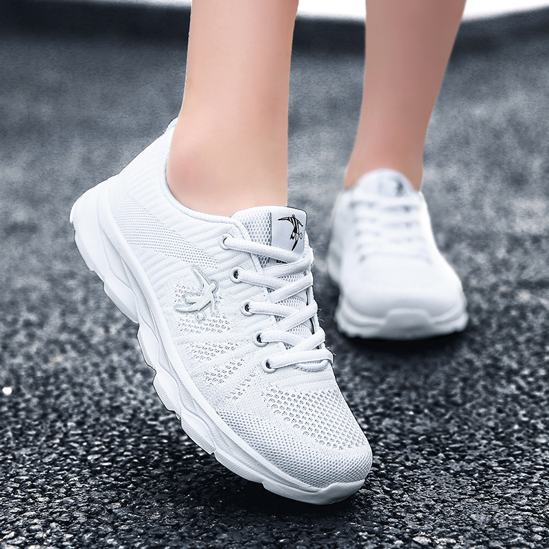 White women's shoes running shoes shock-absorbing soft bottom aerobic running shoes women's mesh breathable sneaker lightweight casual sneaker