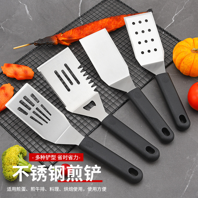 Cross-border Stainless Steel Cooking Shovel Barbecue Tool Fried Steak Steak Pizza Iron Plate Barbecue Fried Fish Pancake Shovel