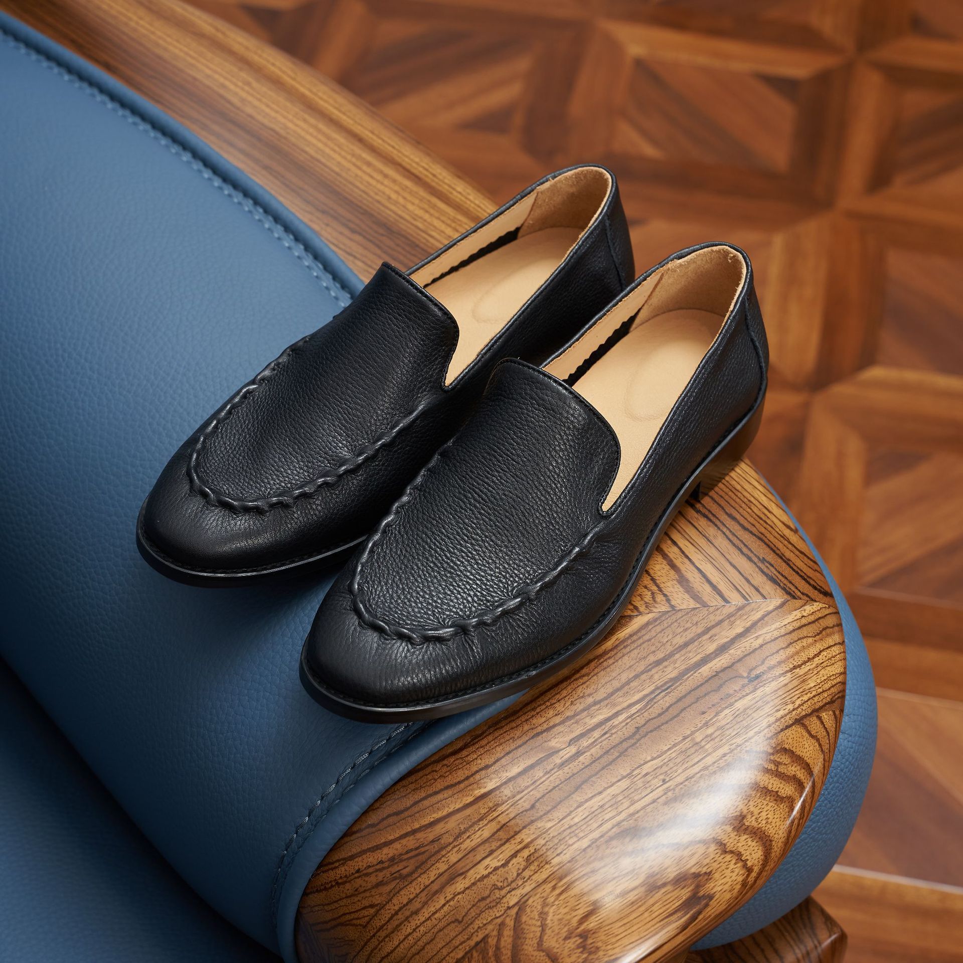 Spring Loafers Goodyear Handmade Genuine Leather Slip-on Shoes Business British Casual Leather Shoes Low-top Men's Shoes