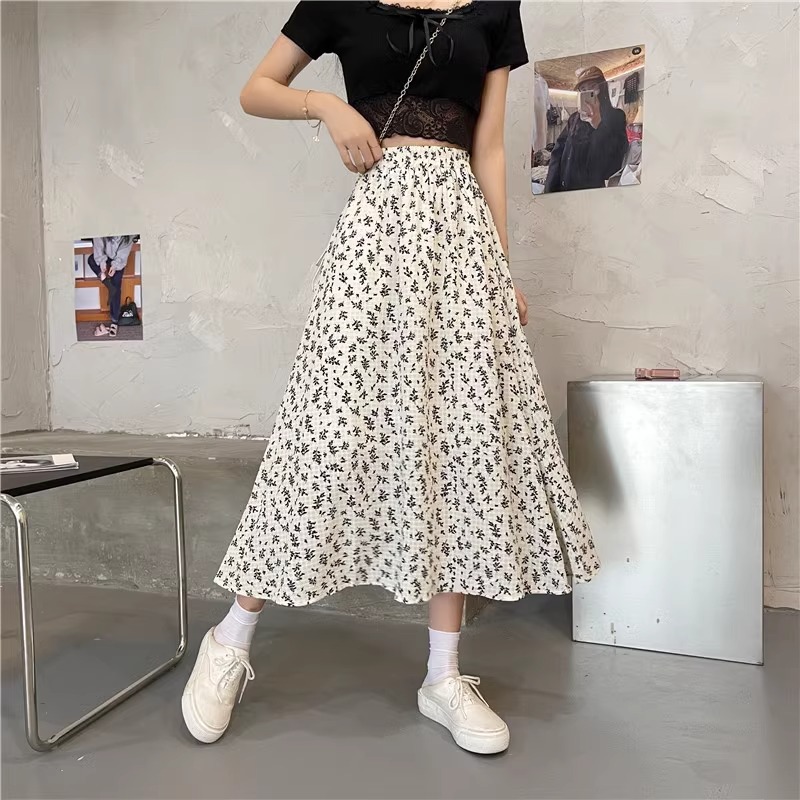Forest Style Super Fairy Floral Skirt Mid-Length Women's 2024 Spring and Summer Niche Design Light and Mature Pleated Skirt Trendy