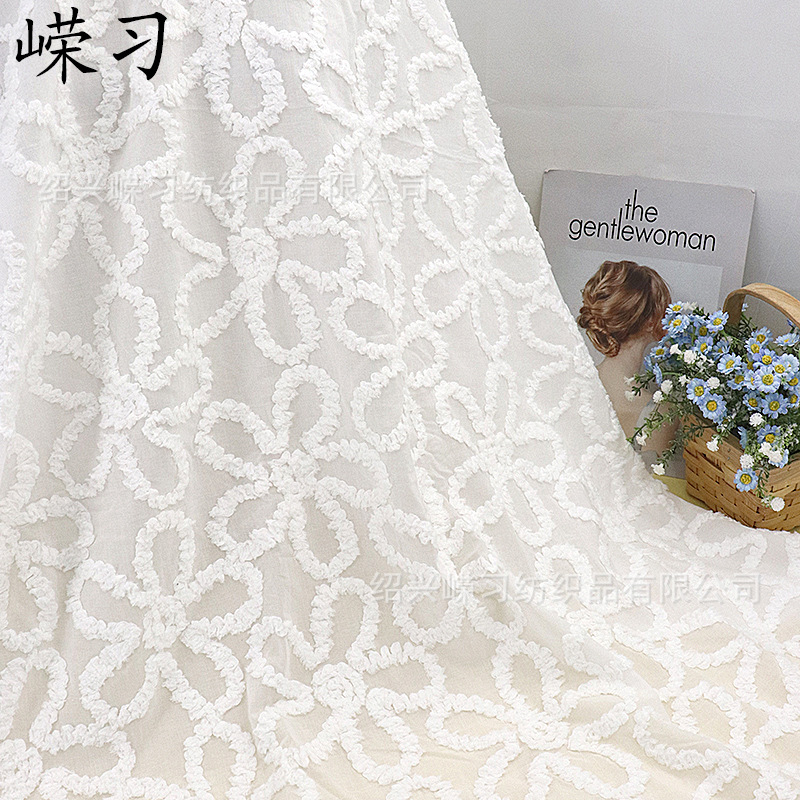 New Cotton Three-Dimensional Large Flower Plate with Embroidered Fabric Spring and Summer Skirt Embroidered Floating Flower Clothing Dress Lace Fabric