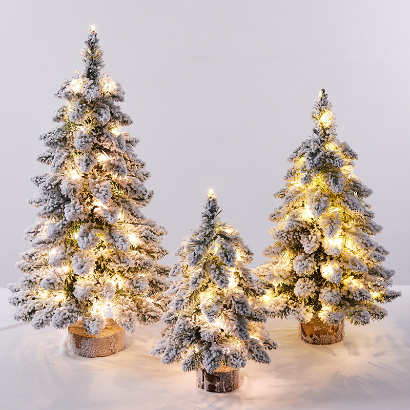 Factory Direct Pointed Drooping Small Mini Flocking Christmas Tree Decorations Christmas Desktop Ornaments Nordic Style