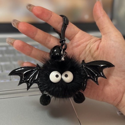 Halloween Imitation Mink Fur Little Devil Bag Pendant Ins Plush Fur Ball Elf Keychain Pendant Skull