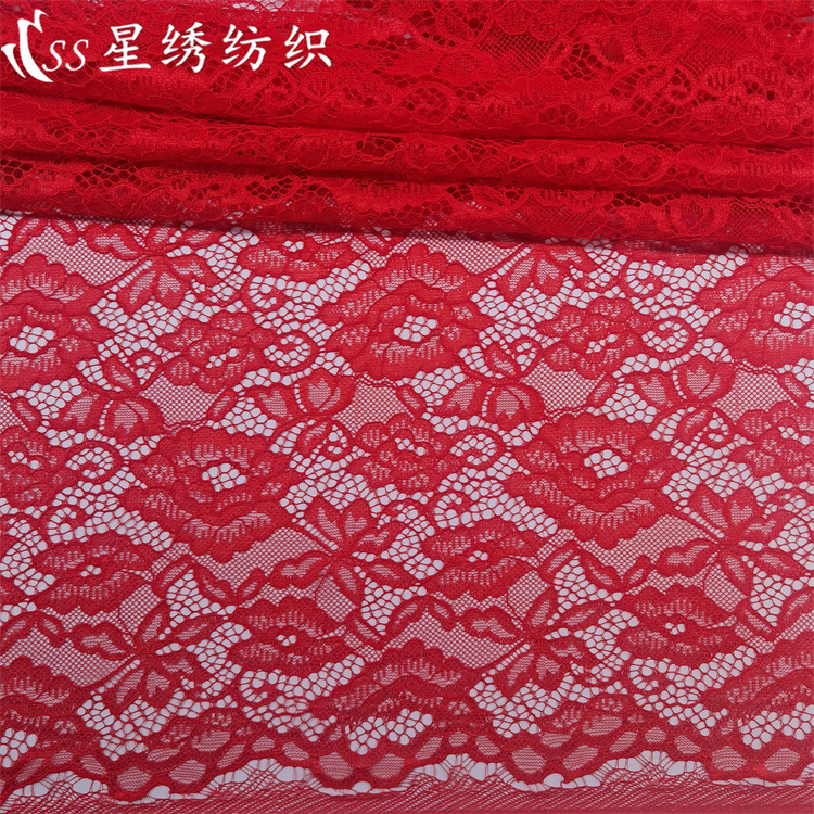 New Fully Polyester Lace Fabric Fan-shaped Wavy Edge Strands Peony Lace Women's Skirt Shoe Material Luggage Fabric