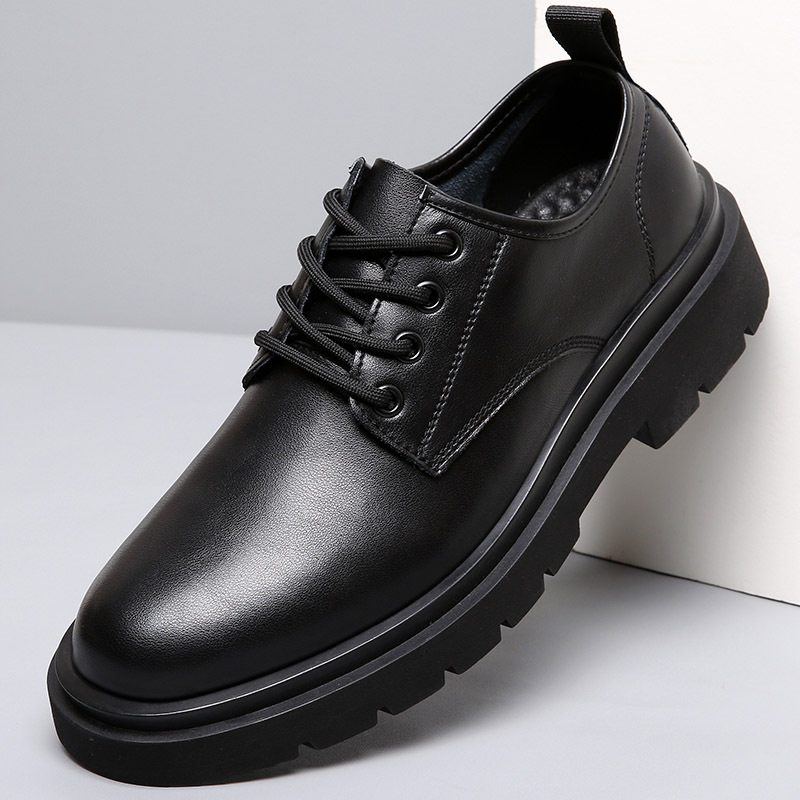 Men's Formal Business Leather Shoes, Genuine Leather British Style Wedding Groom Shoes, Thick-Soled Martin Boots, Comfortable Pure Leather for Men