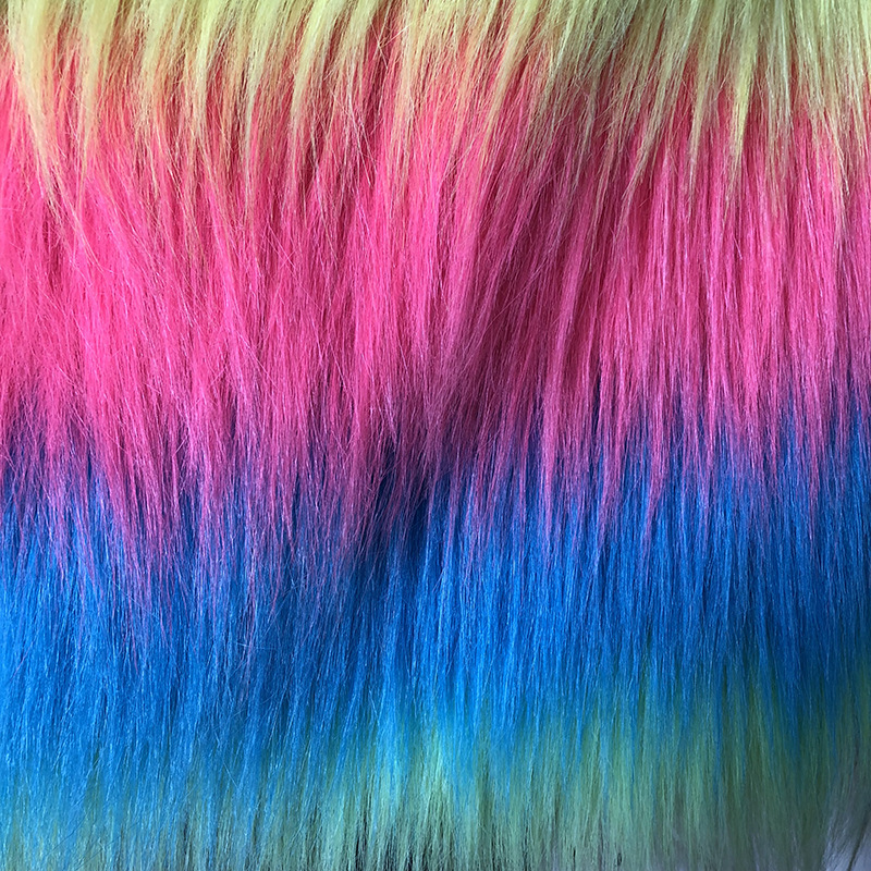 Jacquard Multicolored Plush Unicorn Rainbow Watercolor Sea Style 4-Color Faux Fur Plush Fabric Embroidery Classic Heritage