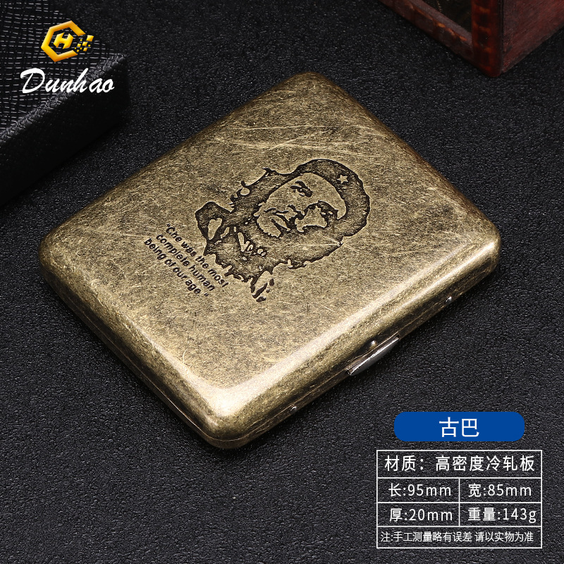 Picture of New Bronze Condensed Flower 20-Pack Metal Imitation Copper Cigarette Box Flip-Top Gift Box Carved and Engraved Pressure-Resistant and Dust-Proof Cigarette Box