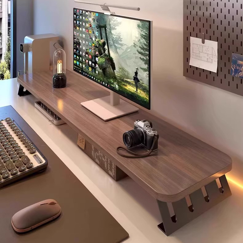 Desktop computer raised shelf office desk shelf storage rack display raised base monitor stand