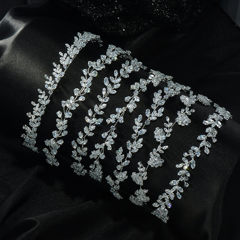 Picture of Korean Style Exquisite Crystal Hair Accessories Bridal Crown Wedding Headband Princess Prom Headdress Tassel Headband Accessories