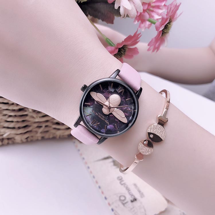 Little Bee Women's Watch Ob Same Style Ins Style Black Shell Black Face Fashion Accessible Luxury British Niche Student Female Watch