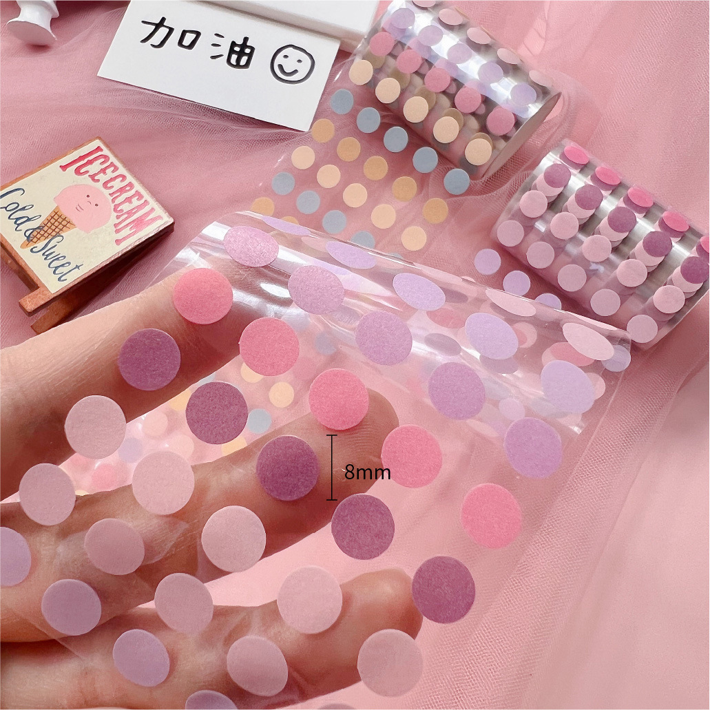 Picture of Carefully Selected Senyou Simple Handbook Dot Colorful Tape Single Roll Student Gift DIY Handbook Material Tape Sticker