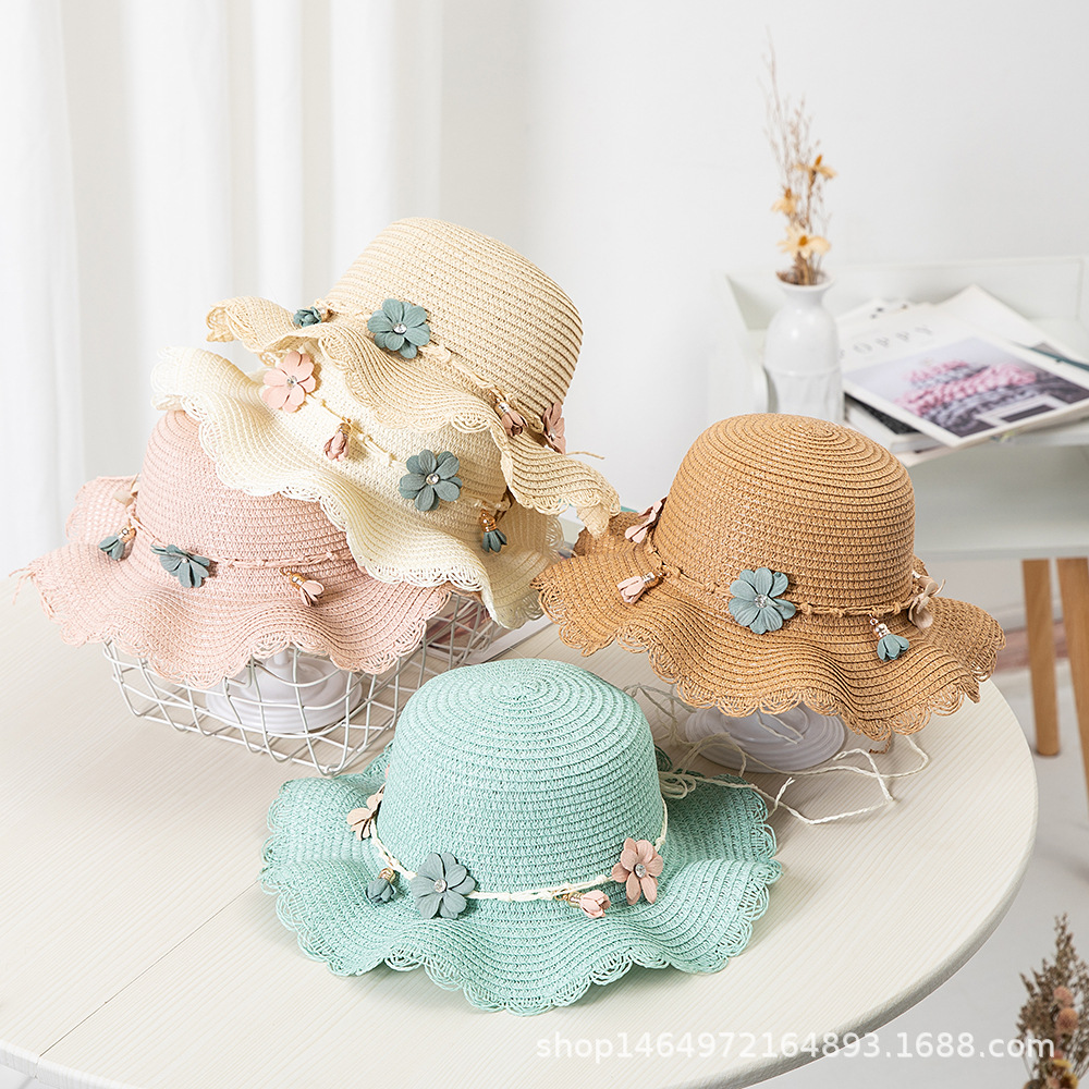 Children's Sun Hat Girl's Sun Hat Summer Straw Hat Fisherman Hat Princess Beach Summer Sun Protection Baby Bag