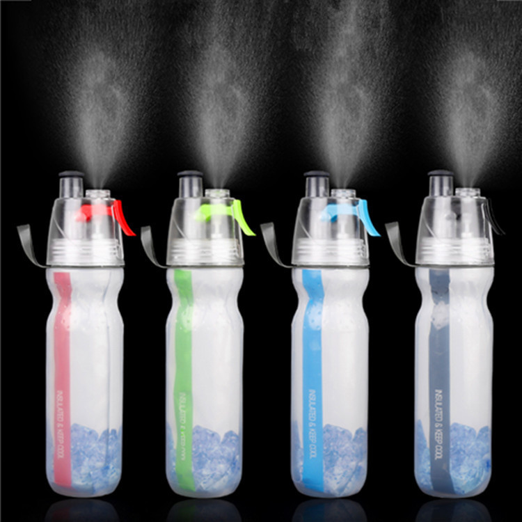 Cycling Bicycle Outdoor Sports Spray Kettle PE Double Layer Plastic Water Cup Cold Cooling Fashion Water Cup Wholesale