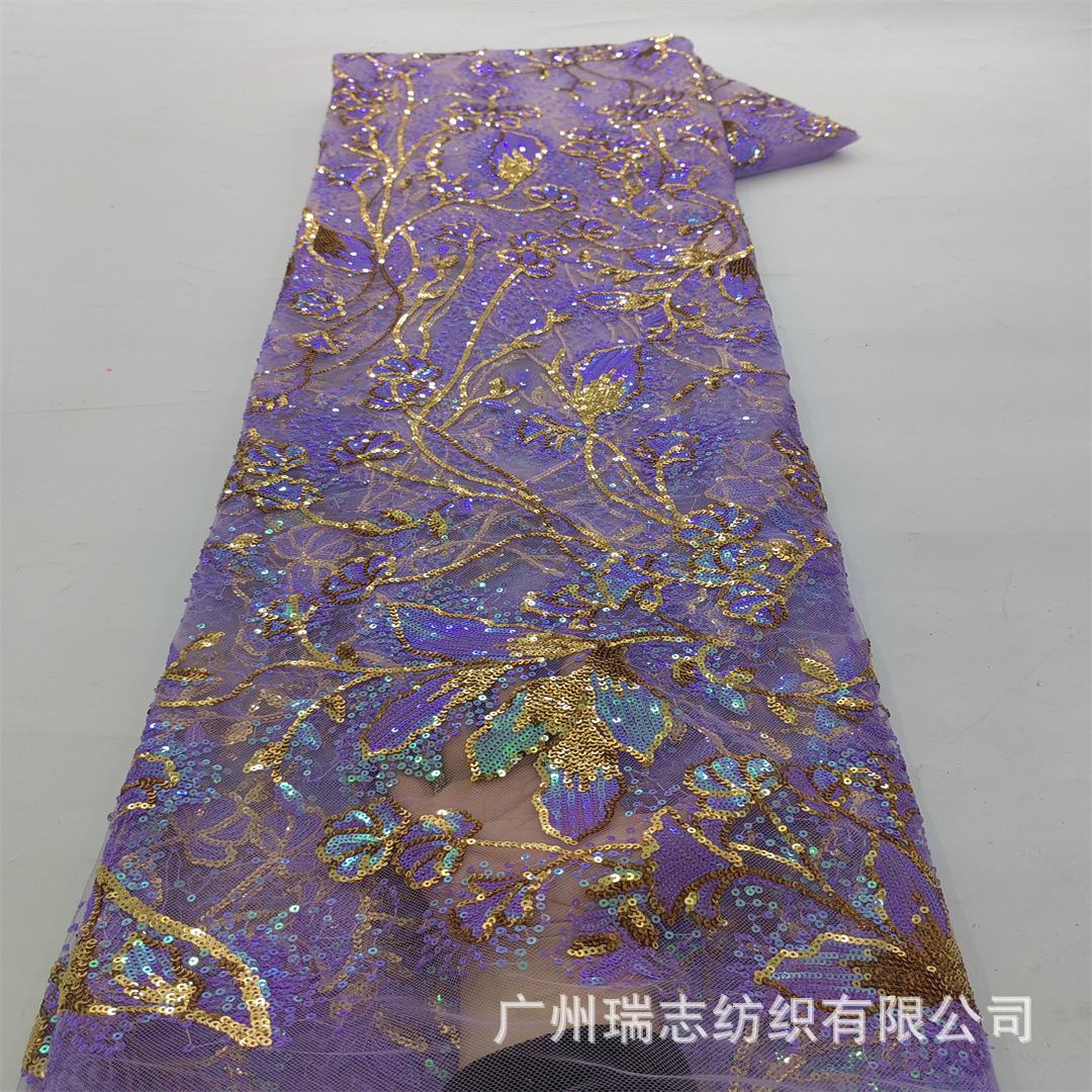 Colorful Sequins Sequin Embroidered Lace Fabric Wedding Dress Children's Performance Clothing Embroidered Cloth Sequins Lace